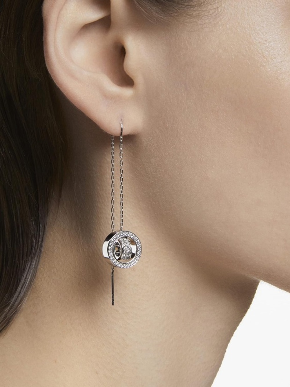 Swarovski Hollow rhodium plating long drop women's earrings 5636435 $150 - Picture 3 of 12